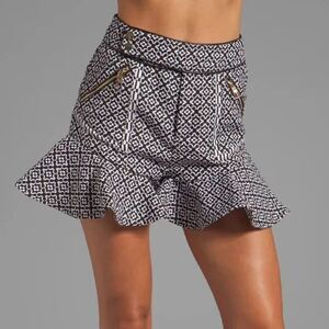 THREE FLOOR Womens Shorts Size 4 Black Floral  Ruffle CARABY Skort Retro 70s